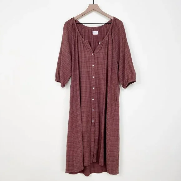 Anthropologie Layla Gauze Midi Maxi Dress Boho Coastal Oversized Peasant Tunic - Picture 6 of 14